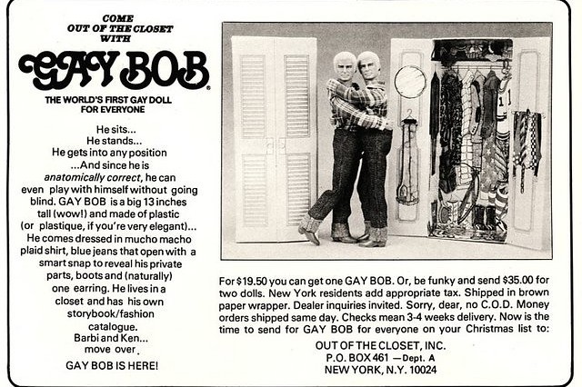 1978 Gay Bob Doll magazine advertisement.