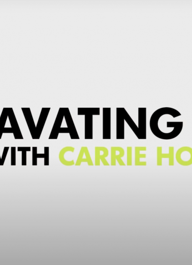 Black and green text on white background that reads: Excavating 101 with Carrie Howard