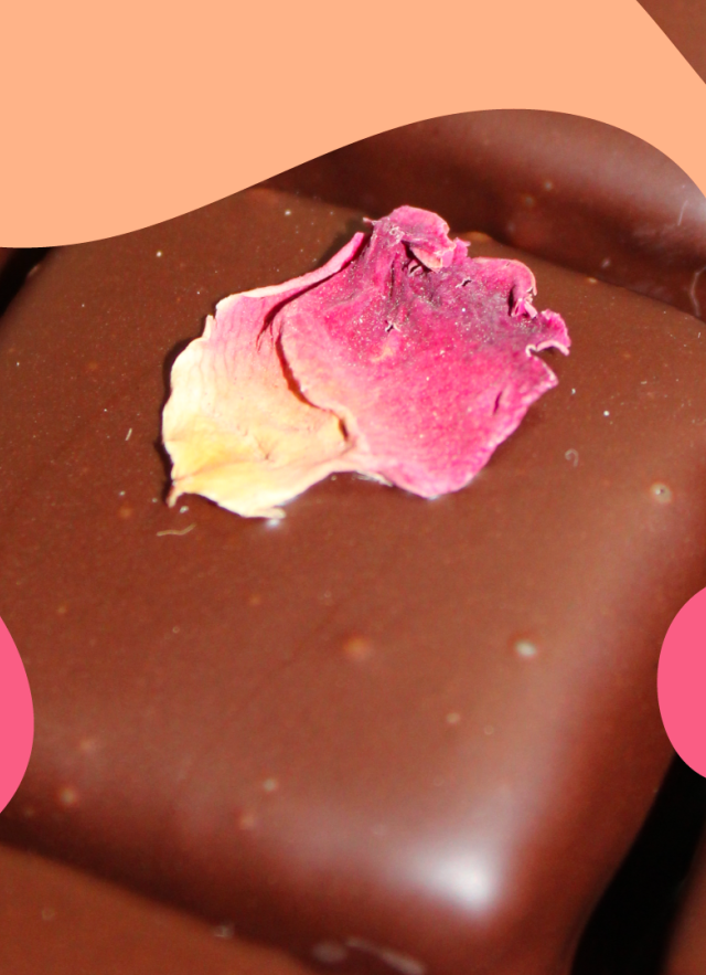 chocolate with rose petal on top