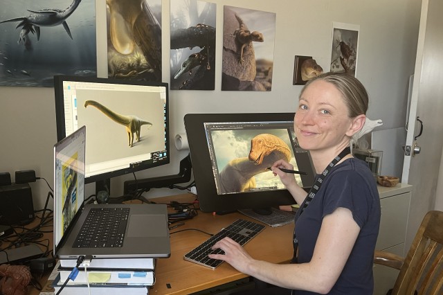 Stephanie Abramowicz portrait at desk