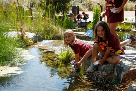 Girls ponding in the Nature Garderns