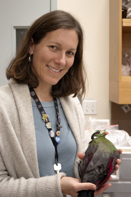 Allison Shultz Holds Turaco Speciment